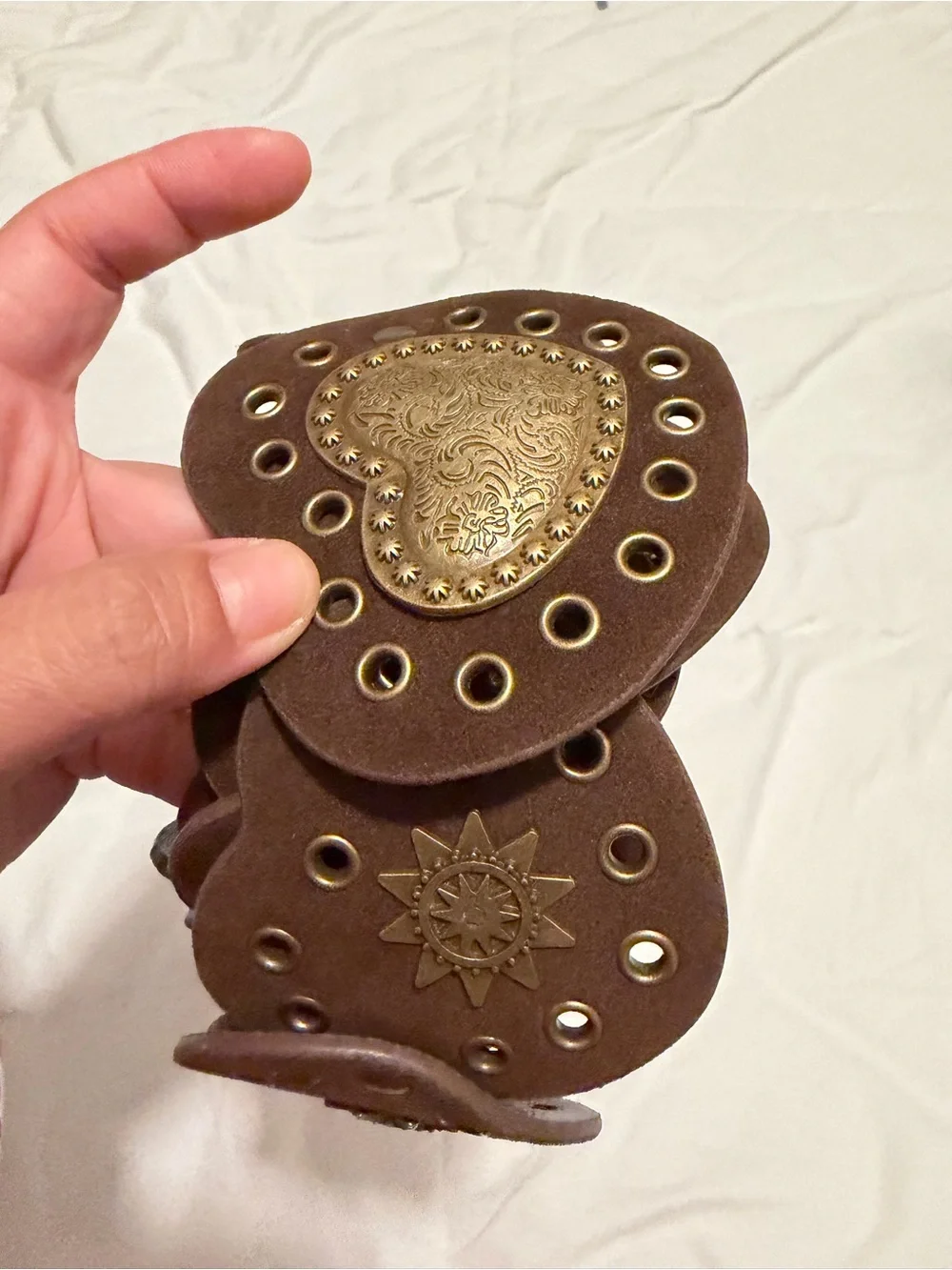 Brown Decorative Sunburst Leather Waist Belt